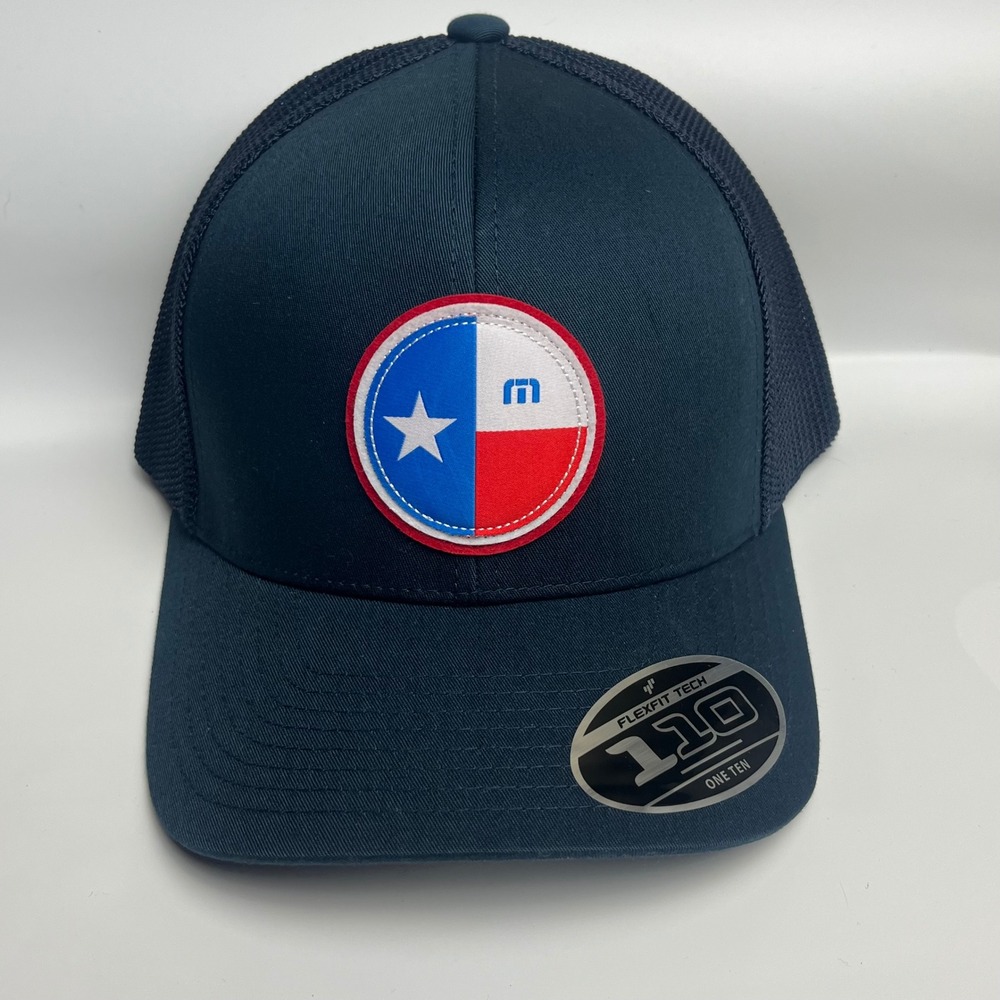 Travis Mathew Flexfit Tech River Walk 2.0 Navy‎ Blue Texas Patch Hat Cap